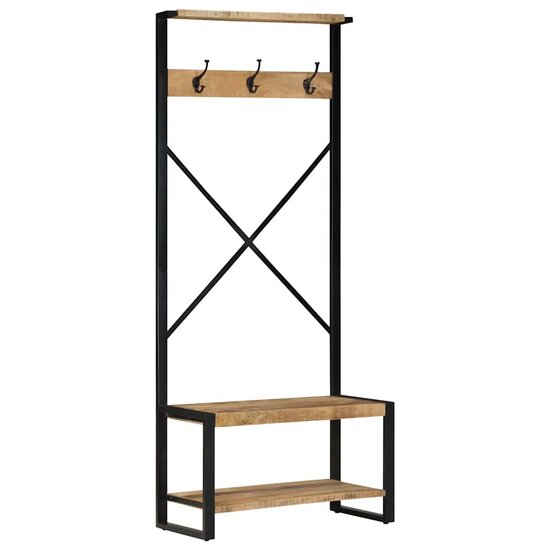 Kledingrek 80X40X190 Cm Massief Ruw Hout Mango Bruin