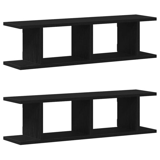 Wandplanken Spaanplaat Kleurig Zwart Eiken 75 x 18 x 20 cm