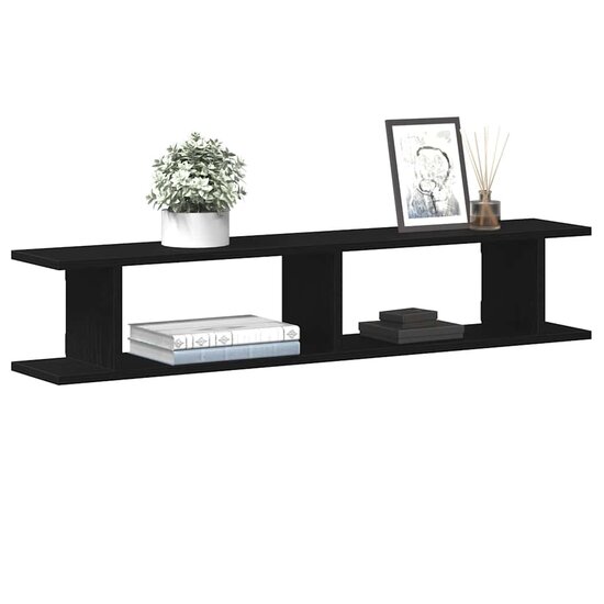 Wandplanken Spaanplaat Kleurig Zwart Eiken 105 x 18 x 20 cm