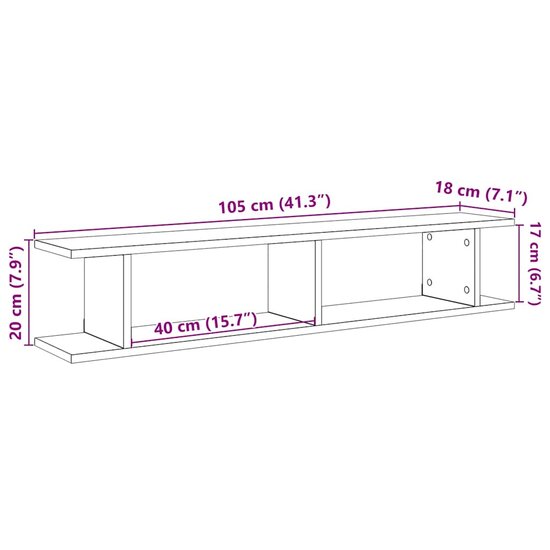 Wandplanken Spaanplaat Kleurig Zwart Eiken 105 x 18 x 20 cm