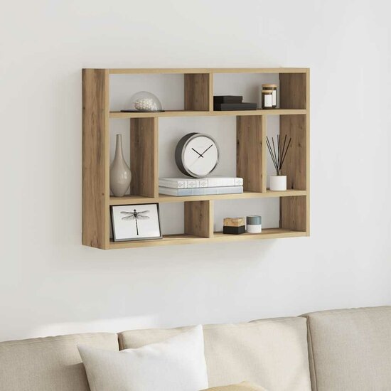 Wandschap 75X16X55 Cm Bewerkt Hout Artisanaal Eikenkleur artisanaal eikenkleurig