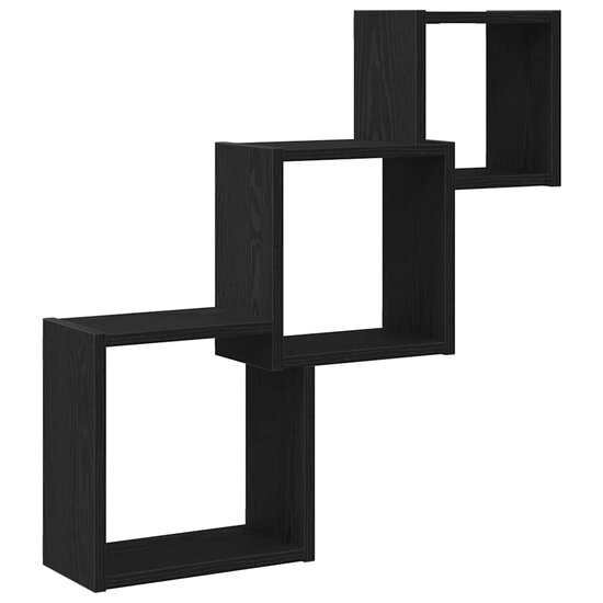 Wandplanken Kubus 68X15X68Cm Bewerkt Hout Kleur Zwart eiken