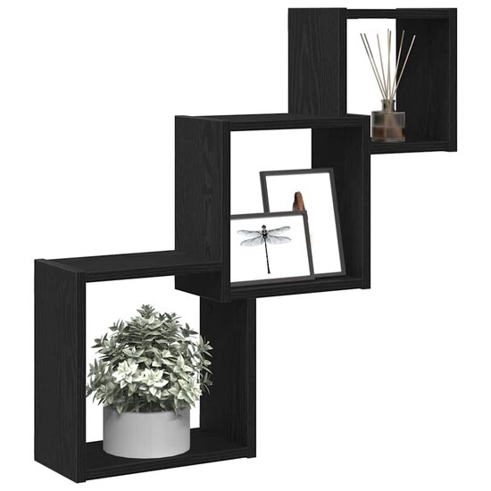 Wandplanken Kubus 68X15X68Cm Bewerkt Hout Kleur Zwart eiken