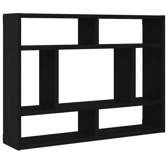 Wandschap 75x16x55 cm bewerkt hout zwart eikenkleur