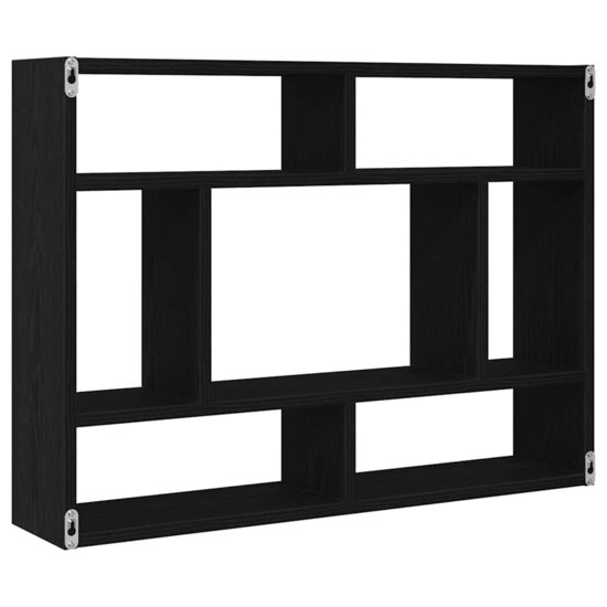 Wandschap 75x16x55 cm bewerkt hout zwart eikenkleur