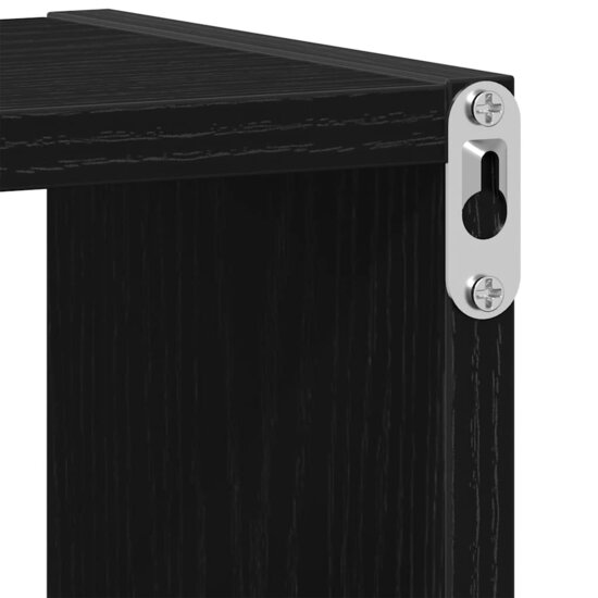 Wandschap 75x16x55 cm bewerkt hout zwart eikenkleur