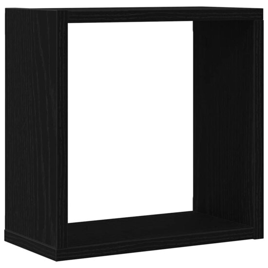 Wandschappen Kubus Bewerkt Hout Zwart Eiken 4 30 x 15 x 30 cm