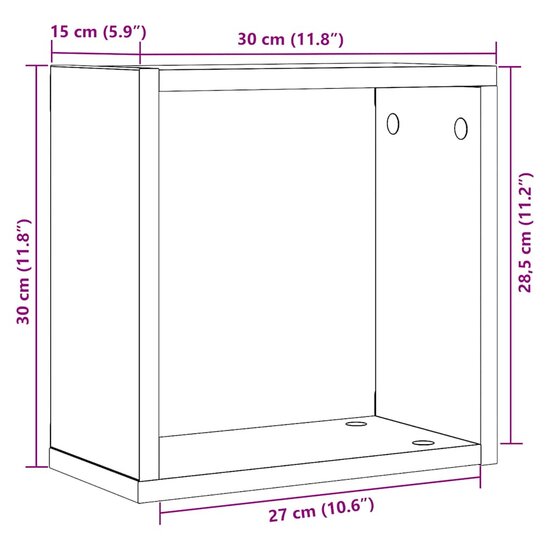 Wandschappen Kubus Bewerkt Hout Zwart Eiken 4 30 x 15 x 30 cm