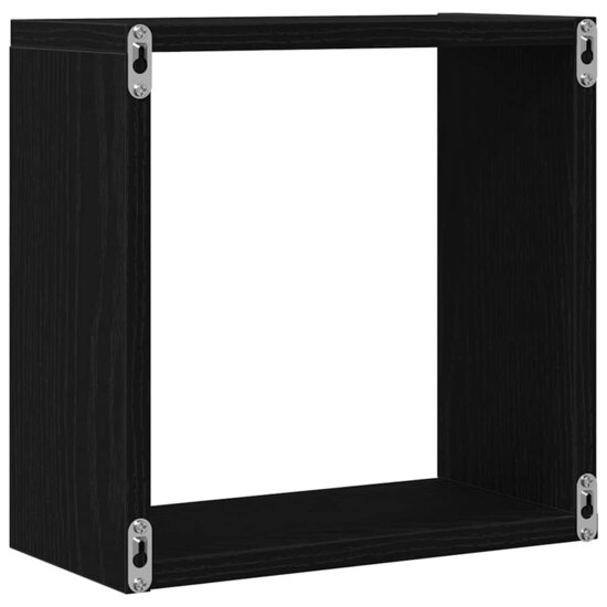 Wandschappen Kubus Bewerkt Hout Zwart Eiken 2 30 x 15 x 30 cm