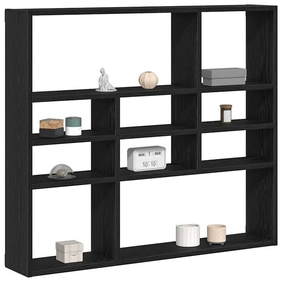 Wandschap 90X16X78 Cm Bewerkt Hout Kleur Zwart eiken