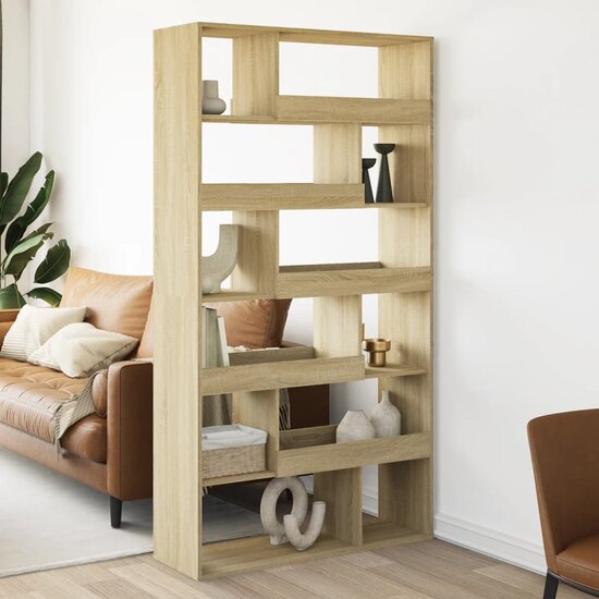 Kamerscherm 100X33X187,5 Cm Bewerkt Hout Kleurig 187.5 cm Sonoma eiken