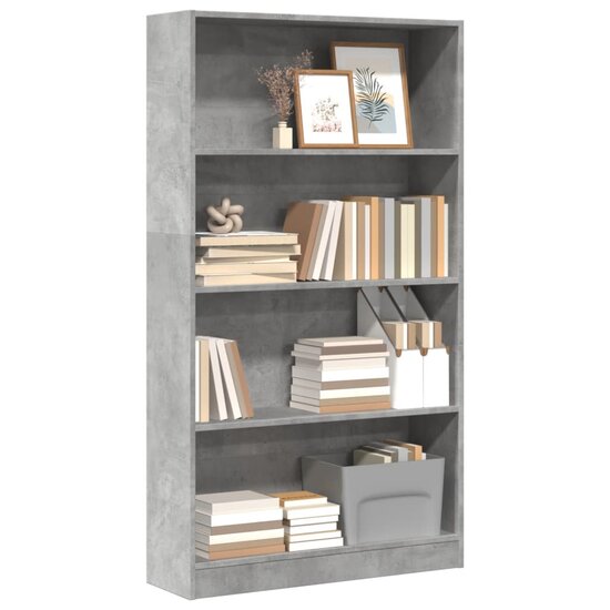 Boekenkast 80X24X Bewerkt Hout Betongrijs 80 cm 143 cm