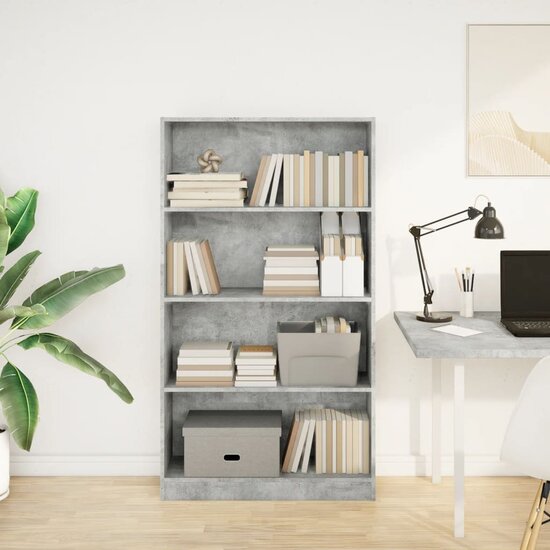 Boekenkast 80X24X Bewerkt Hout Betongrijs 80 cm 143 cm