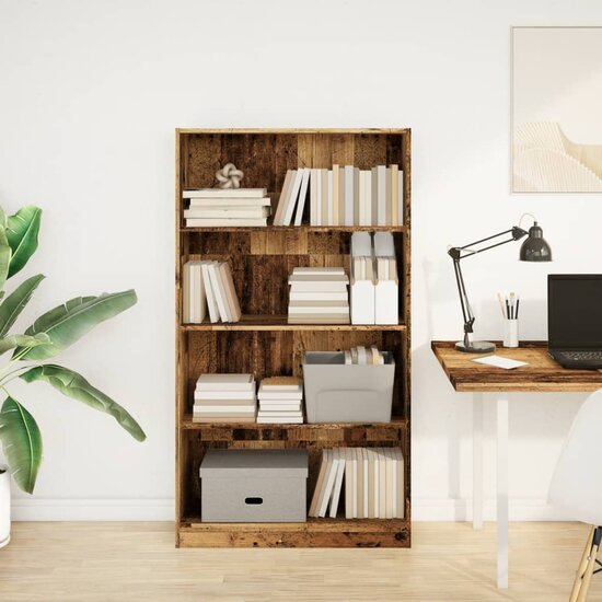 Boekenkast 80X24X Bewerkt Hout Kleurig Oud Hout 80 cm 143 cm