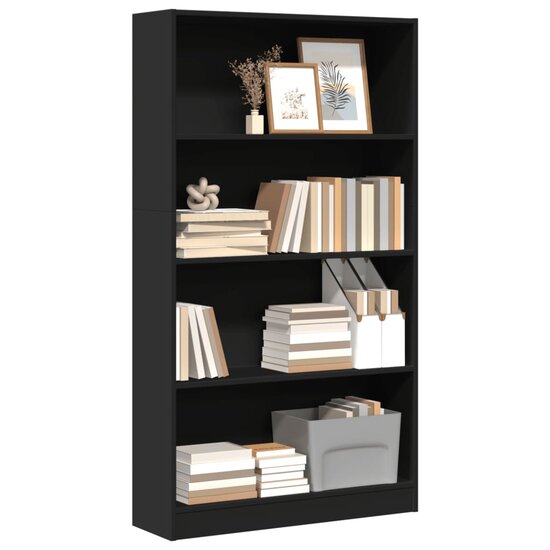 Boekenkast 80X24X Bewerkt Hout Zwart 80 cm 143 cm