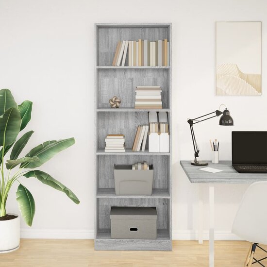 Boekenkast 60X24X Bewerkt Hout Eikenkleurig Grijs Sonoma 60 cm 176 cm