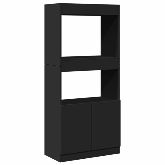 Hoge Kast 63X33X Bewerkt Hout Zwart 63 cm 140 cm