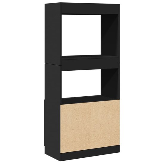 Hoge Kast 63X33X Bewerkt Hout Zwart 63 cm 140 cm