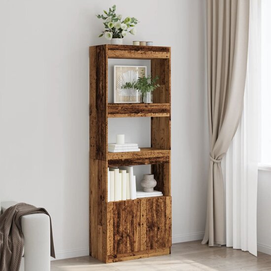 Hoge Kast 63X33X Bewerkt Hout Kleurig Oud Hout 63 cm 180 cm