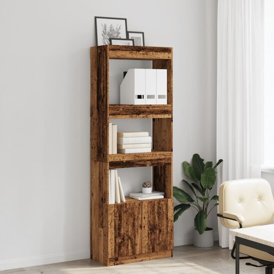 Hoge Kast 63X33X Bewerkt Hout Kleurig Oud Hout 63 cm 180 cm