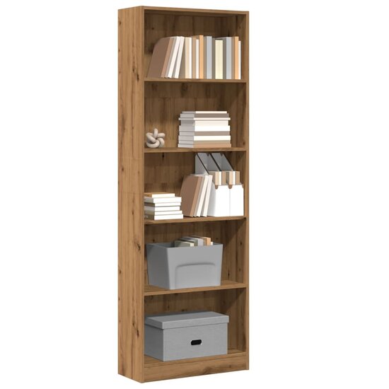 Boekenkast 60X24X Bewerkt Hout Artisanaal Kleurig Eiken 60 cm 176 cm