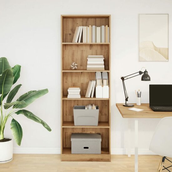 Boekenkast 60X24X Bewerkt Hout Artisanaal Kleurig Eiken 60 cm 176 cm