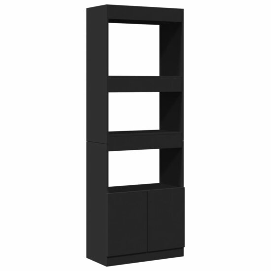 Hoge Kast 63X33X Bewerkt Hout Zwart 63 cm 180 cm