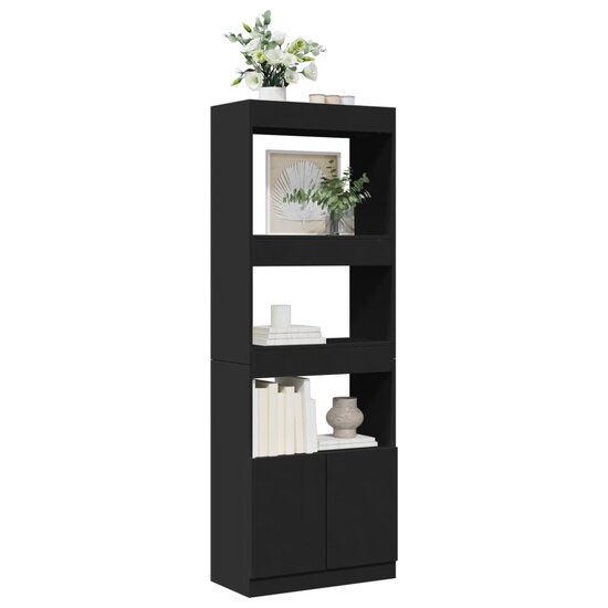 Hoge Kast 63X33X Bewerkt Hout Zwart 63 cm 180 cm