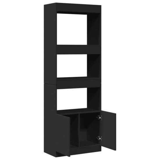 Hoge Kast 63X33X Bewerkt Hout Zwart 63 cm 180 cm