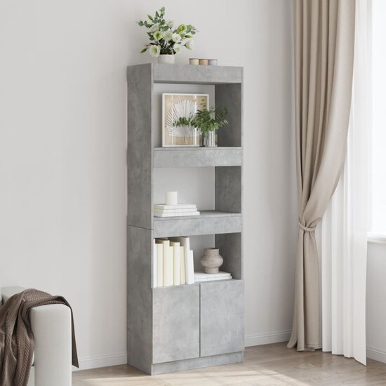Hoge Kast 63X33X Bewerkt Hout Betongrijs 63 cm 180 cm