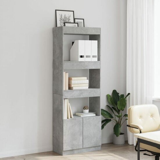 Hoge Kast 63X33X Bewerkt Hout Betongrijs 63 cm 180 cm