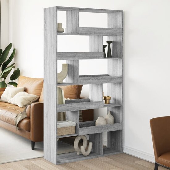 Kamerscherm 100X33X187,5 Cm Bewerkt Hout Eiken 187.5 cm Grijs sonoma