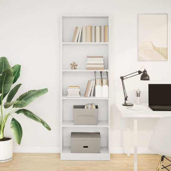 Boekenkast 60X24X Bewerkt Hout Wit 60 cm 176 cm