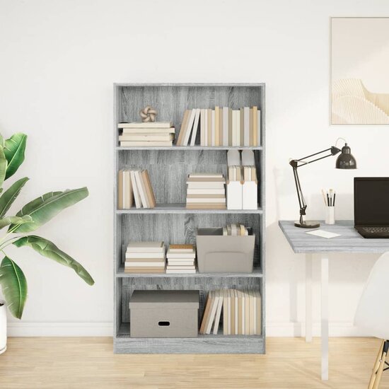 Boekenkast 80X24X Bewerkt Hout Eikenkleurig Grijs Sonoma 80 cm 143 cm