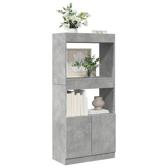 Hoge Kast 63X33X Bewerkt Hout Betongrijs 63 cm 140 cm