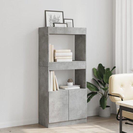 Hoge Kast 63X33X Bewerkt Hout Betongrijs 63 cm 140 cm