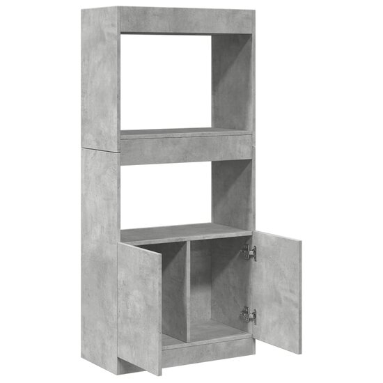 Hoge Kast 63X33X Bewerkt Hout Betongrijs 63 cm 140 cm