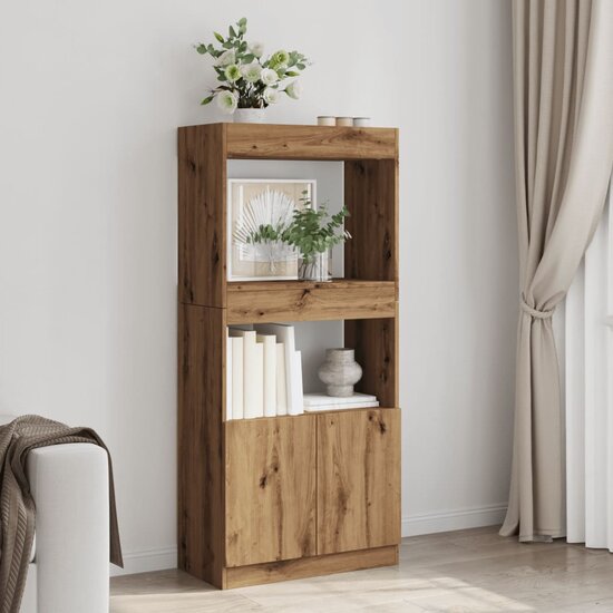 Hoge Kast 63X33X Bewerkt Hout Artisanaal Kleurig Eiken 63 cm 140 cm