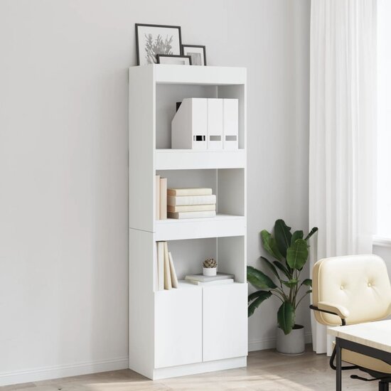 Hoge Kast 63X33X Bewerkt Hout Wit 63 cm 180 cm