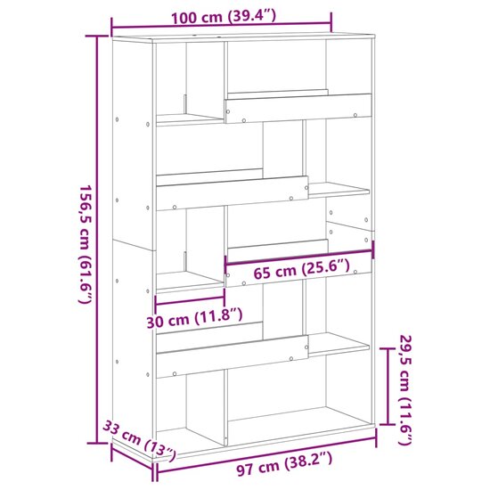 Kamerscherm 100x33x156,5 cm bewerkt hout bruin eikenkleurig