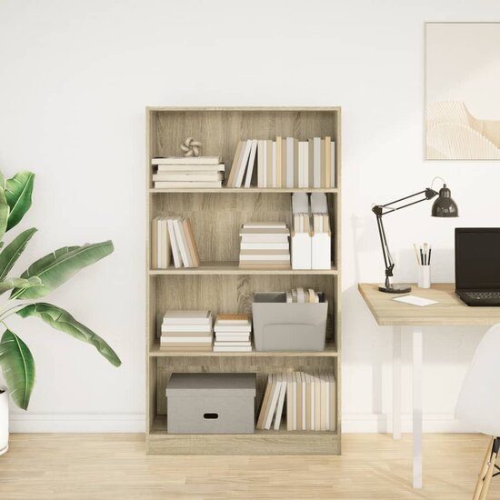 Boekenkast 80x24x143 cm bewerkt hout sonoma eikenkleurig