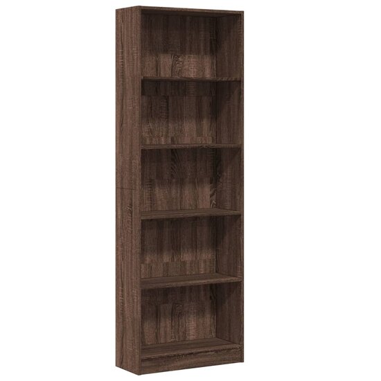 Boekenkast 60x24x176 cm bewerkt hout bruin eikenkleurig
