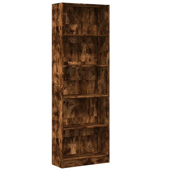 Boekenkast 60x24x176 cm bewerkt hout gerookt eikenkleurig