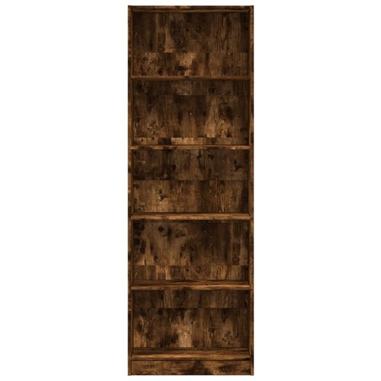 Boekenkast 60x24x176 cm bewerkt hout gerookt eikenkleurig