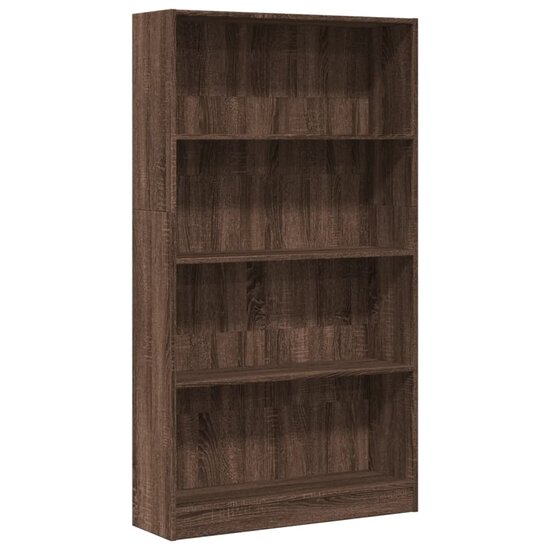 Boekenkast 80x24x143 cm bewerkt hout bruin eikenkleurig