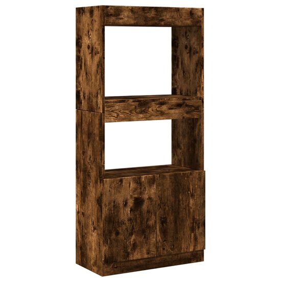 Hoge kast 63x33x140 cm bewerkt hout gerookt eikenkleurig