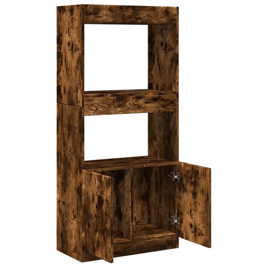 Hoge kast 63x33x140 cm bewerkt hout gerookt eikenkleurig