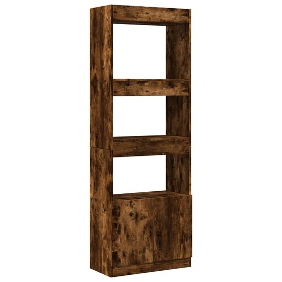 Hoge kast 63x33x180 cm bewerkt hout gerookt eikenkleurig