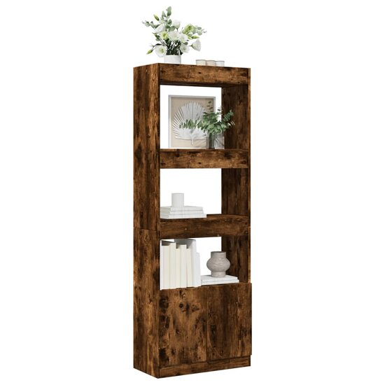 Hoge kast 63x33x180 cm bewerkt hout gerookt eikenkleurig