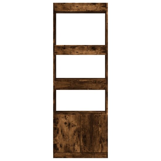 Hoge kast 63x33x180 cm bewerkt hout gerookt eikenkleurig
